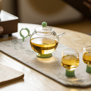 Tetera de Vidrio Resistente al Calor Guanlan, Color Verde Sombra, Redonda con Tapa, Juego de Té Kung Fu, Gran Capacidad, Uso Doméstico - Product Image 3