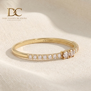 Bague de luxe tendance en or jaune massif 14 carats avec diamant de laboratoire et saphir Padparadscha pour bijoux fins sur mesure pour femmes - Product Image 5