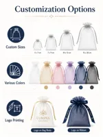 Sac à Bijoux Personnalisé en Organza Argenté et Maille Polyester Écologique Durable avec Cordon de Serrage et Logo Pantone – Vente en Gros
