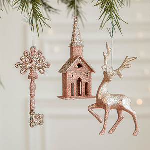 Pendentif maison renne scintillant de Noël, décorations de Noël, ornements pour sapin de Noël, articles d'ambiance, vente en gros - Product Image 2
