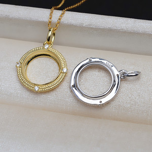 WENCHI S925 Argent Ensemble de supports de boucles d'oreilles à pendentif rond, avec sertissage vide de 11,5 mm pour perle, coquille de cheval et composants de bijoux à fond plat - Product Image 2