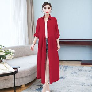 Cardigan Estivo Lungo con Cintura Taglia M-3XL, Abbigliamento Protettivo Solare da Donna, Camicetta alla Moda a Maniche Lunghe, <span class=keywords><strong>Kimono</strong></span> Cardigan Nero Verde <span class=keywords><strong>Rosso</strong></span> - Product Image 4