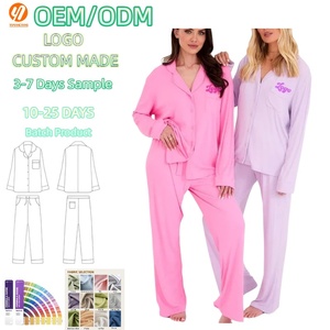 4746 Customized Women's Pajamas, Women's Modal Cotton Ribbed Soft Casual Sleepwear, Pink Pajamas