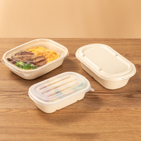 Boîte à lunch jetable écologique compostable et biodégradable Sumkoka, vaisselle en bagasse de canne à sucre et pulpe de papier