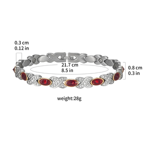 Energinox批发水晶红色蓝石不锈钢磁性手链 - Product Image 4