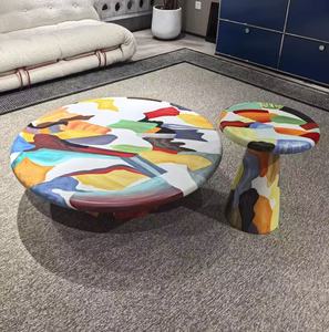 Table basse moderne en fibre de verre personnalisable, table de jardin, mobilier d'intérieur/extérieur, table durable - Product Image 1