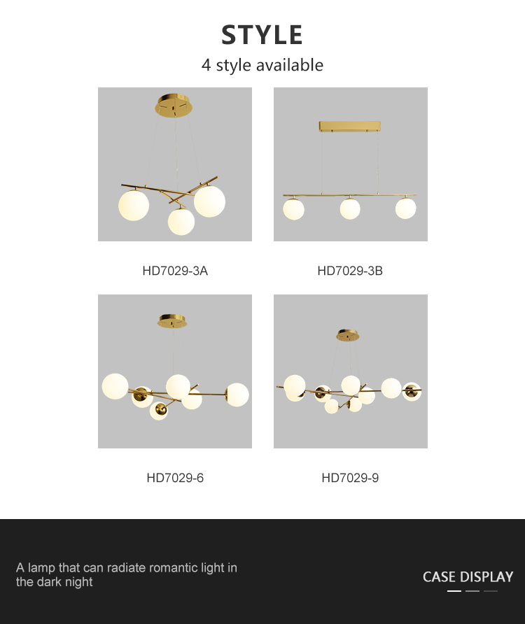 New Product Decorative Bedroom Restaurant Living Room Glass Chandelier Pendant Light