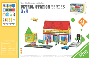 Gasolinera con imanes Coche Avión Semáforos 7,5 cm Tamaño grande Nuevo diseño de bloques de construcción Regalos para niños - Product Image 3