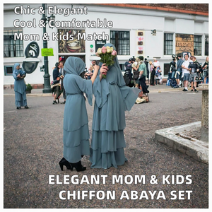 Kimono Elegante de Manga Larga Transpirable para Mujer Musulmana, Niños y Mamá, Estilo Turco y Dubái, Nuevo, al por Mayor, de Chifón de 3 Capas - Product Image 2