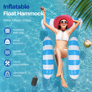 China PVC <b>Inflatable</b> Pool Float Hammock 4-in-1 Water Lounge Chair 1-Person Floating Bed EU Dropshipping - Product Image 2