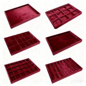 Màu hồng Vòng cổ hiển thị Organizer Luxury Stackable nhung trang sức khay cho vòng vòng vòng Vòng cổ hiển thị khay - Product Image 4