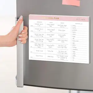 Bloco de notas magnético para geladeira, venda quente personalizada fora da lista de compras semanal planejador de refeição para geladeira