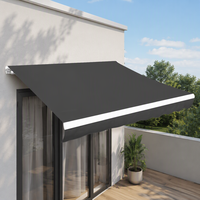 Tissu de remplacement pour auvent - Anthracite, anti-UV, enduit PU, auvent rétractable de remplacement, 300 x 250 cm