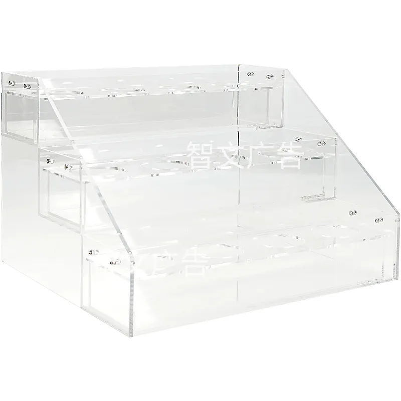 Transparent acrylic store ladder display shelf iced milk tea shop drink cup shelf fresh fruit juice drink table