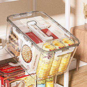 Transparent <b>Stacking</b> Storage <b>Box</b> With Handles Airtight Large Capacity <b>Plastic</b> Organizer For Kitchen Living Room Home Use - Product Image 4