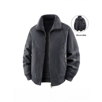 Blouson Bomber Réversible Homme Personnalisé avec Logo, en Coton et Fibre de Vinaigre, Doublure Polaire Zippée, Rembourrage Épais, Coupe Ample, Automne
