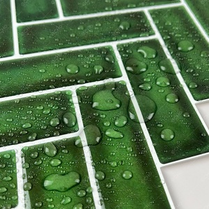 Emerald Forest Green Herringbone 3D Peel and <strong>Stick</strong> <strong>Wall</strong> <strong>Tiles</strong> <strong>Stick</strong> <strong>on</strong> Backsplash for Kitchen <strong>Bathroom</strong> - Product Image 4