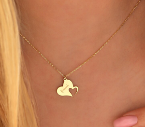Collier pendentif cœur double entrelacé creux en acier inoxydable plaqué or 18 carats Jietao, cadeau de la Saint-Valentin - Product Image 6