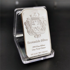 Lingotto Souvenir in Lega di Zinco Placcato Argento da Un'Oncia Scottsdale Lion Bars - Product Image 3