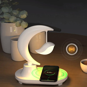 Lámpara de Noche con Altavoz Bluetooth, Ambiente Colorido, Carga Inalámbrica Inteligente, Lámpara de Escritorio Creativa, Lámpara de Noche, Luz Ambiental - Product Image 1