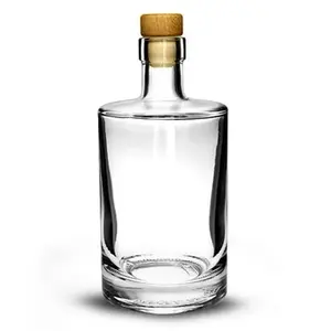Fantezi zarif boston yuvarlak silindirik şekil boş şarap şişesi ruhu şişeleri 50cl 70cl 75cl 375ml 700ml cam şişe likör