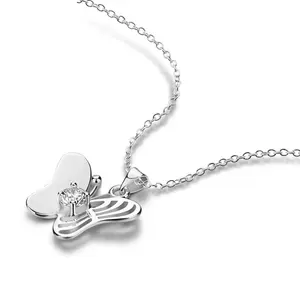 Hot Fashion Jewelry Silver plating Zircon Pendant Guam fashion Butterfly necklace jewelry Christmas gift wholesale Spot