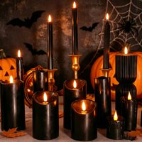 Bougies LED en cire véritable écologiques de 4, 5, 6, 7, 8, 9 pouces, à piles, avec mèche à flamme 3D vacillante et télécommande, pour Halloween