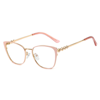 Nuevas patillas en forma de diamante con marco óptico de metal para mujer, gafas de luz anti-azul de metal elegantes y de moda