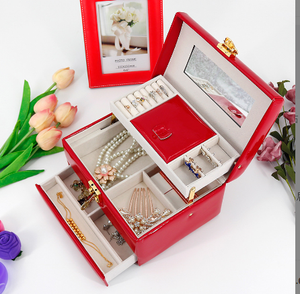 Estuche de Viaje Organizador de Joyas de Cuero PU Cuadrado Colorido, Cajas de Lujo para Exhibición de Joyas - Product Image 1