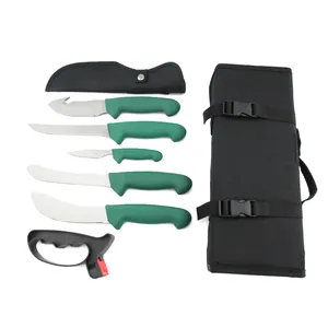 Juego de cuchillas de acero inoxidable con bolsa de nailon para exteriores, juego de 6 cuchillas de colores para supervivencia, acampada, cuchillo de caza