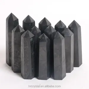 100 도매 보석 지팡이 공예 천연 Shungite 타워 치유 석영 크리스탈 포인트 타워