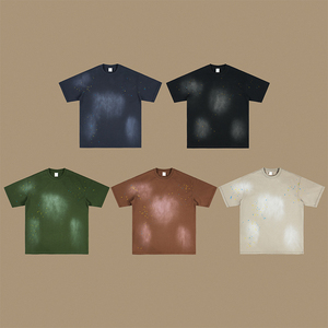 TKAN 172 personnalisé couleur éclaboussures unisexe Vintage lavé t-shirt 100% coton 310gsm poids lourd haut Streetwear - Product Image 1