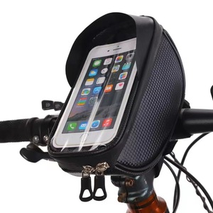 Bicycle Handlebar Bag 1.5L Waterproof With Phone Pocket Universal Fit Casual Style <b>Adjustable</b> <b>Strap</b> Zipper Closure - Product Image 2