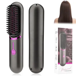 Dual-purpose portable USB Rechargeable Heating Hair Straightener Mini Cordless Fast Hair Straightener Electric Hot Comb
