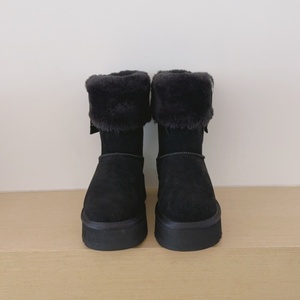 Botas de Nieve Unisex Negras de Gamuza Sintética, Forradas de Piel, con Suela de Goma, Plataforma Media, para Caminar al Aire Libre en Invierno - Product Image 3