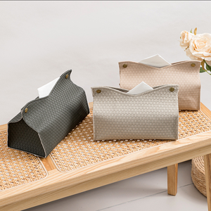 Portafazzoletti Moderno Minimalista in Pelle PU, Creativo e Resistente con Motivo Intrecciato, per Tavolino da Caffè e Soggiorno - Product Image 2