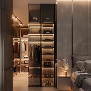 BALOM High End Glass Door Modern Bedroom Closet Aluminum Frame Soft Close Custom Color Size OEM Wholesale - Product Image 1