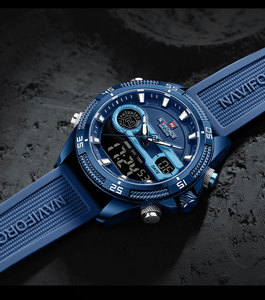 NAVIFORCE 9223 BEBEBE Montre-bracelet de luxe bleue à mouvement japonais à quartz analogique pour hommes d'affaires, étanche avec date - Product Image 2