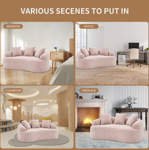Warm Beige Convertible Corner Curved Loveseat Set Compressed No Assembly Chenille <b>Small</b> <b>Sofa</b> with Memory Foam - Product Image 4
