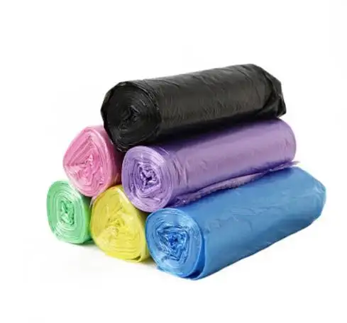 5 rollos con bolsa de basura de material nuevo tipo de rotura de punto engrosado rollo de bolsa de plástico de boca plana desechable para el hogar y la cocina