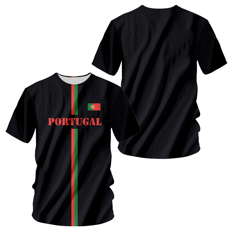 T-Shirt Da Calcio Per Uomini Con Bandiera Del Portogallo 100% Cotone