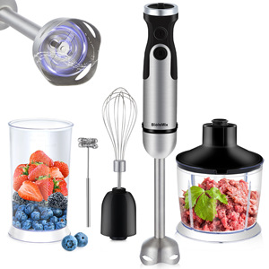 Elektrischer Edelstahl-Stabmixer mit Doppel-Mixklinge 6-Gang Entsafter Zerkleinerer Fleischwolf Homogenisator Kunststoffbehälter - Product Image 1