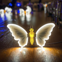 Momovalley 40CM Blanc 3D Ailes Dynamiques LED Papillon Lumières Décorations De Mariage pour Événements Articles De Décoration Jardin De Noël