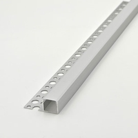 Profilé LED encastré sans cadre pour plâtre et carrelage, en aluminium, avec embouts, pour bande LED
