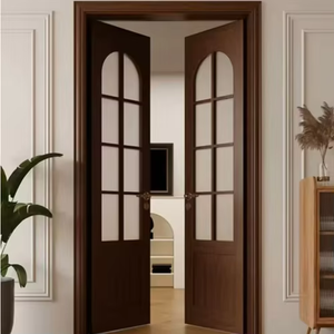 <span class=keywords><strong>IGlass</strong></span> Folio Puerta de madera Marco de madera maciza con incrustaciones de vidrio Moderno Simple Puerta doble Sala de estar Dormitorio Puerta de partición - Product Image 1