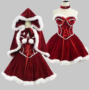 Abito <span class=keywords><strong>di</strong></span> <span class=keywords><strong>natale</strong></span> <span class=keywords><strong>Costume</strong></span> <span class=keywords><strong>di</strong></span> <span class=keywords><strong>Babbo</strong></span> <span class=keywords><strong>Natale</strong></span> elfi adulto medievale mantello con cappuccio Lolita carnevale nuovo anno vestito donna costumi Cosplay <span class=keywords><strong>di</strong></span> <span class=keywords><strong>Natale</strong></span> - Product Image 1