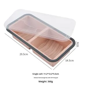 Boîte de conservation alimentaire en silicone à compartiments avec moule hermétique, design portable, capacité 301-500ML, double couche - Product Image 6