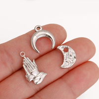 Breloques en forme de croissant de lune pour la prière islamique, imperméables, en acier inoxydable, pendentifs souriants pour bracelets, boucles d'oreilles, accessoires de bijoux