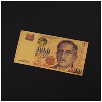 Carte de collection souvenir en plastique personnalisable en gros, avec feuille d'or 24K, représentant des billets de banque Euro 1, 2, 5, 10, 20, 100 et des billets de banque de Singapour