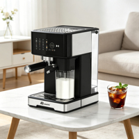 Anbolife - Cafetera Espresso Eléctrica Semiautomática de 20 Bares, de Acero Inoxidable, con Molinillo Incorporado, Programable Táctil, para Hotel, Estilo Francés